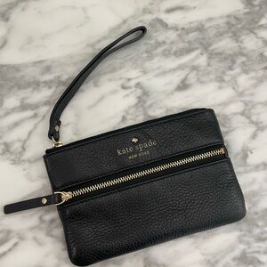 Kate Spade Black Wristlet with Gold Accents